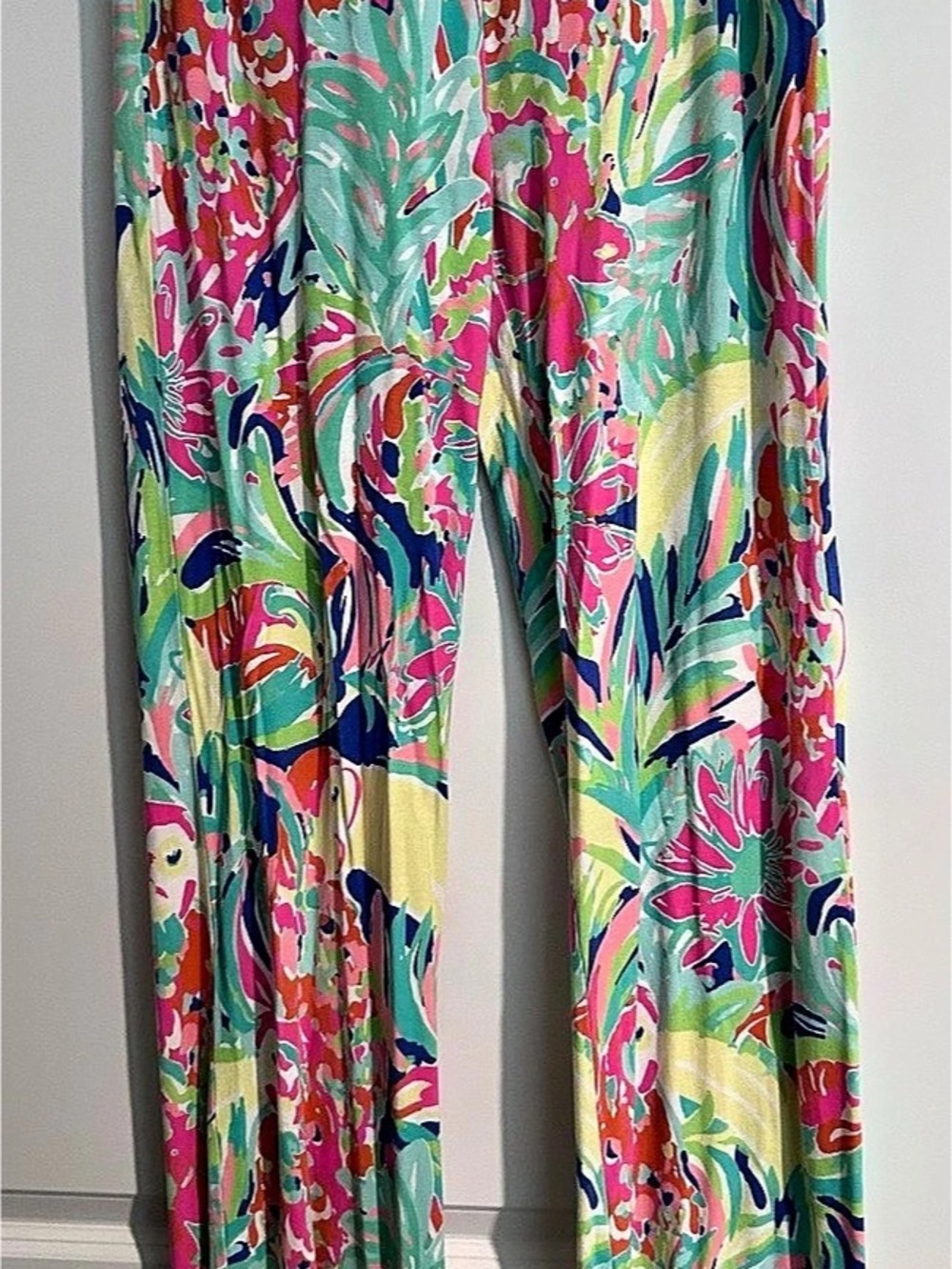 Lilly Pulitzer Palmetto Pants Floral Straight Leg Pants in Green & Pink Medium